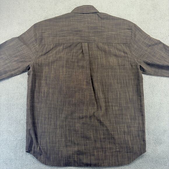 REI Button Up Shirt Mens Medium Brown Long Sleeve Polyester Preppy Outdoor Y2K - Picture 2 of 8